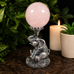 Silver Sitting Elephant Sphere Stand