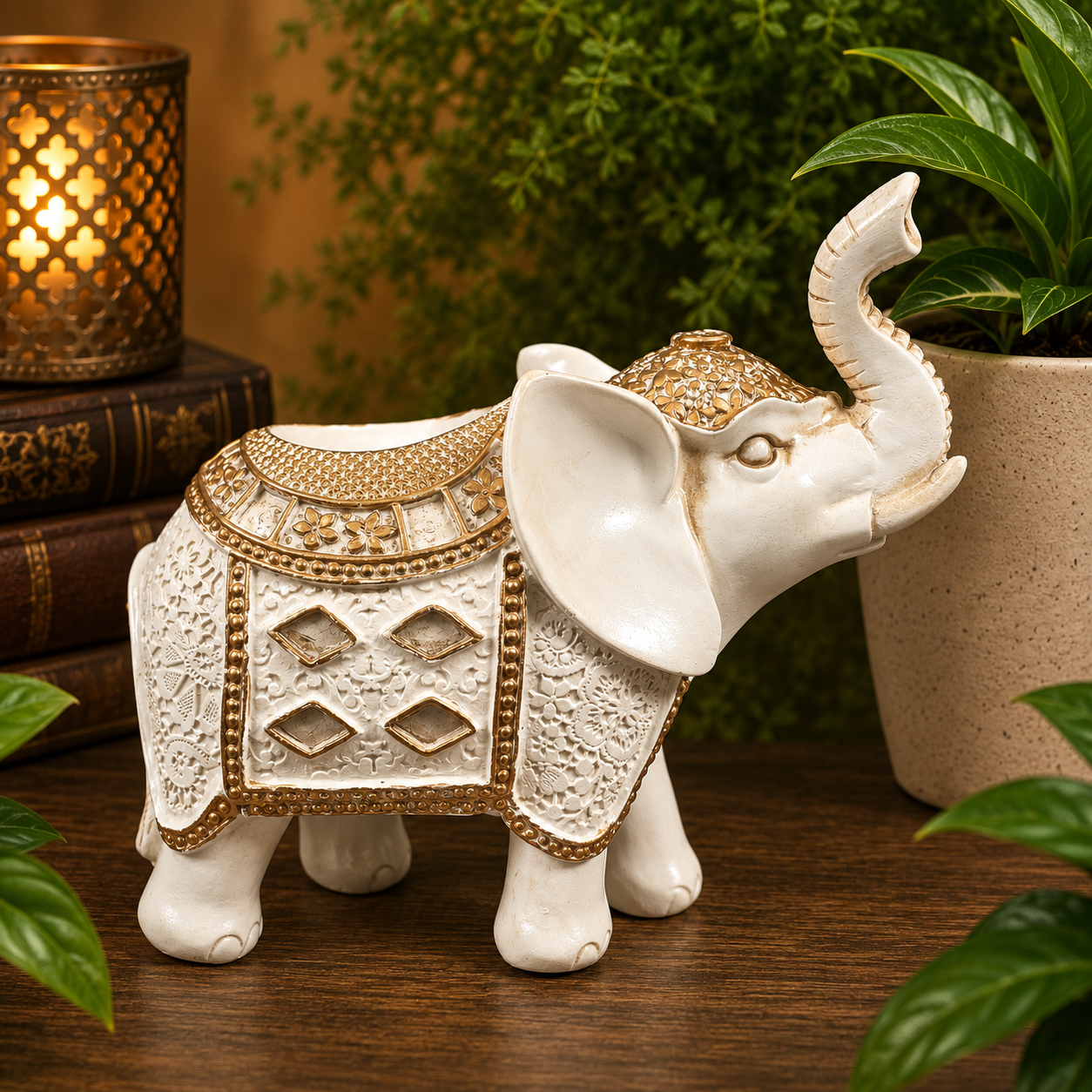 Large White Elephant Sphere Stand