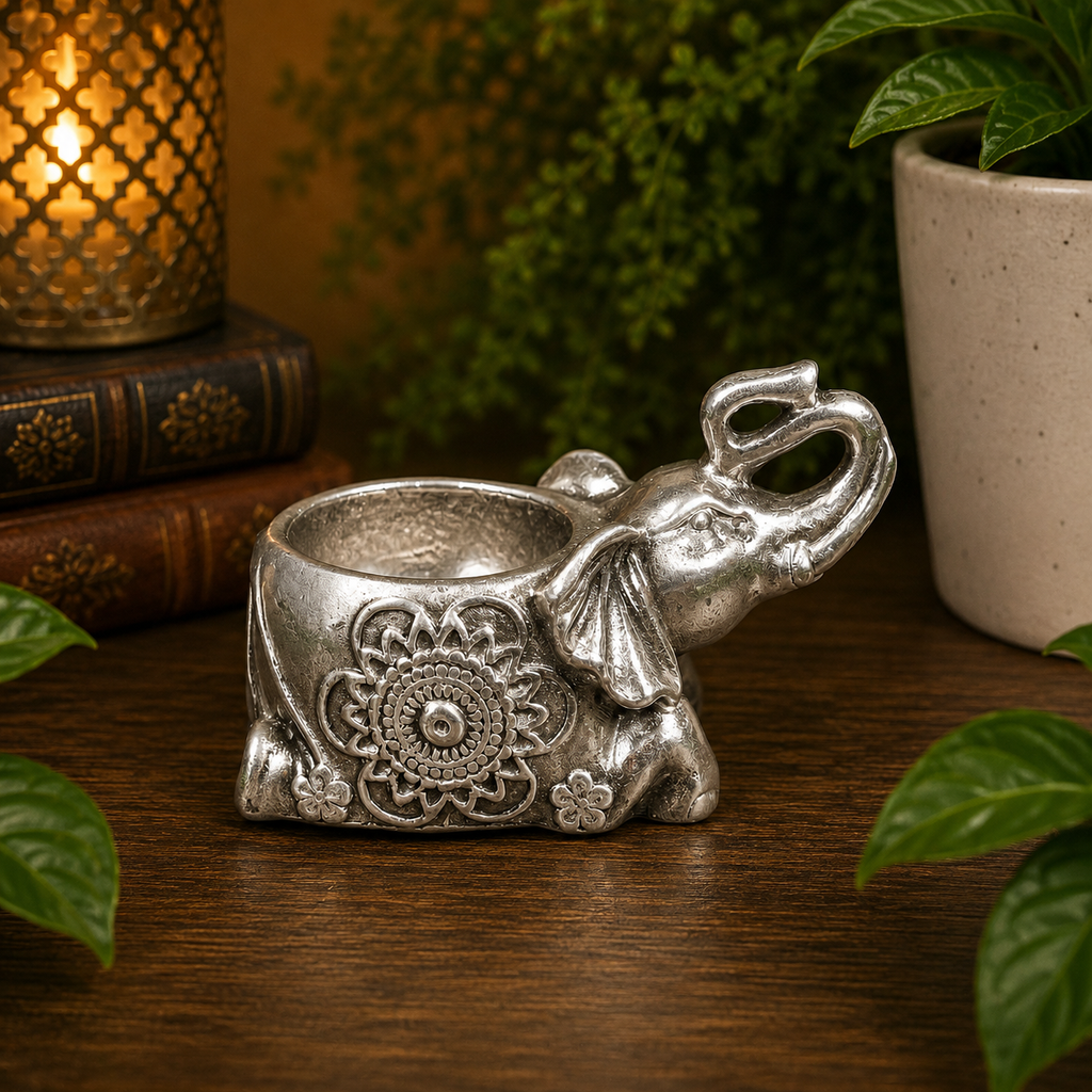 Gun Metal Gray Elephant Metal Sphere Stand