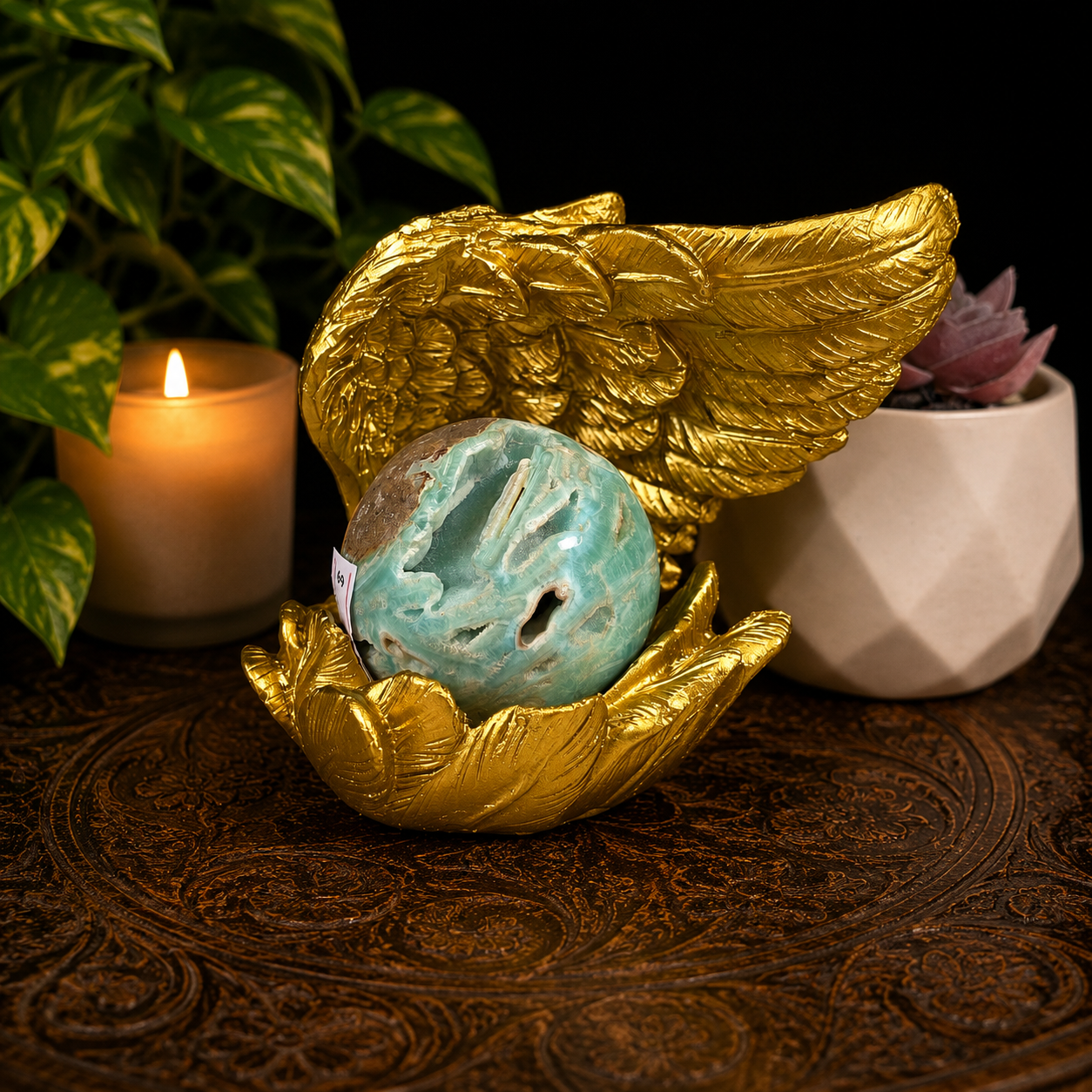 Gold Open Wing Sphere Stand/Trinket Dish