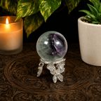 Silver Butterfly Metal Sphere Stand