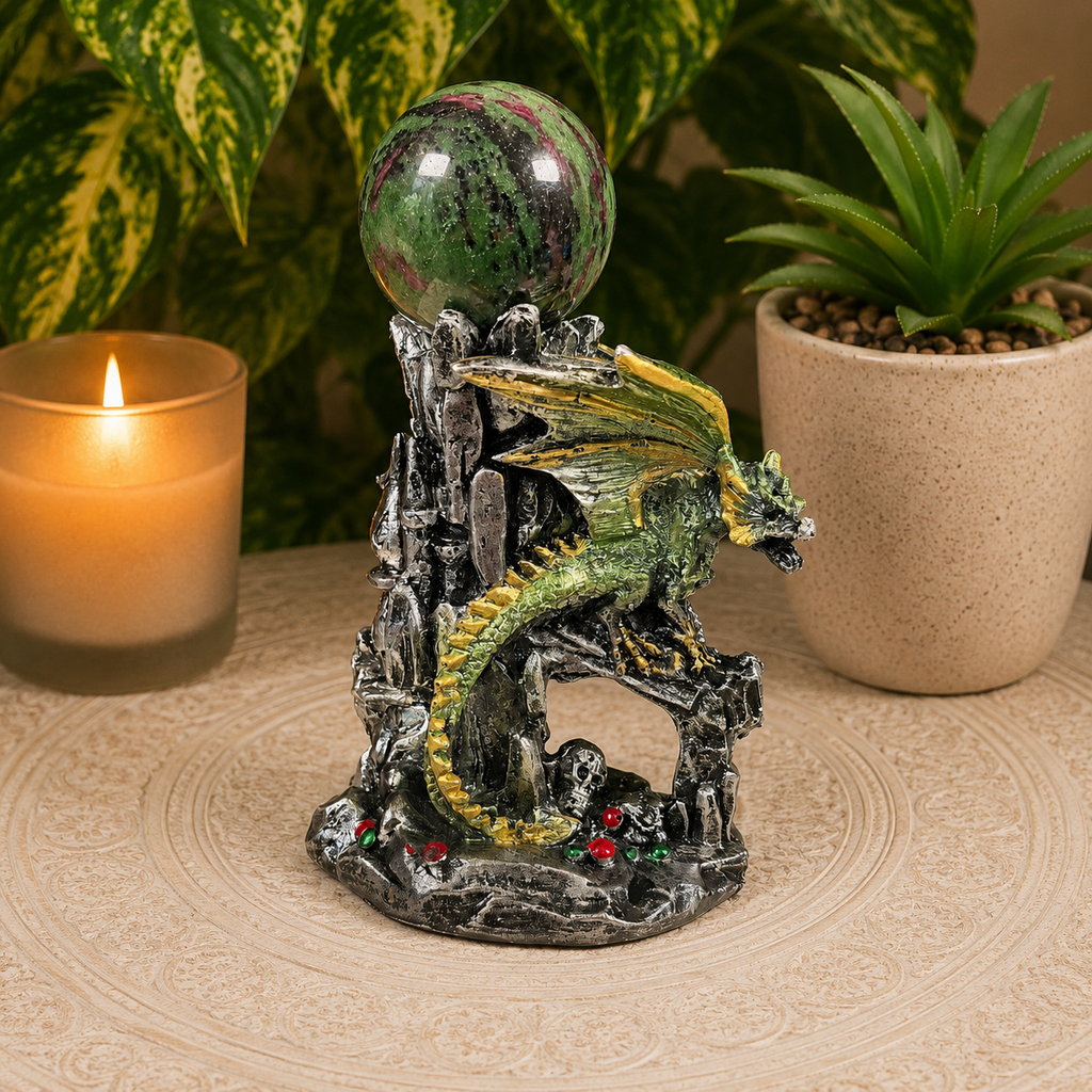 Green Dragon Castle Sphere Stand