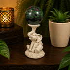White Sitting Elephant Sphere Stand