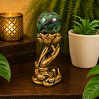 Gold Hand with Lotus Sphere Stand