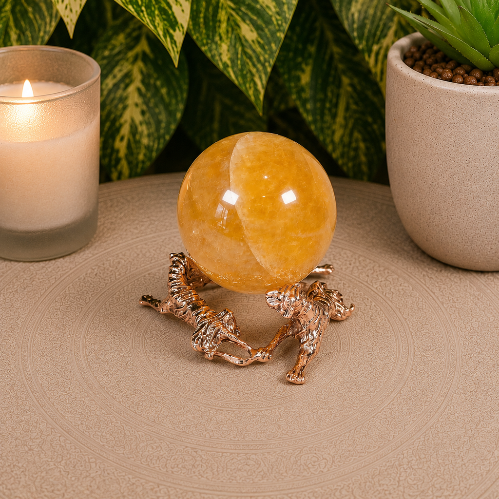 Rose Gold Tiger Metal Sphere Stand