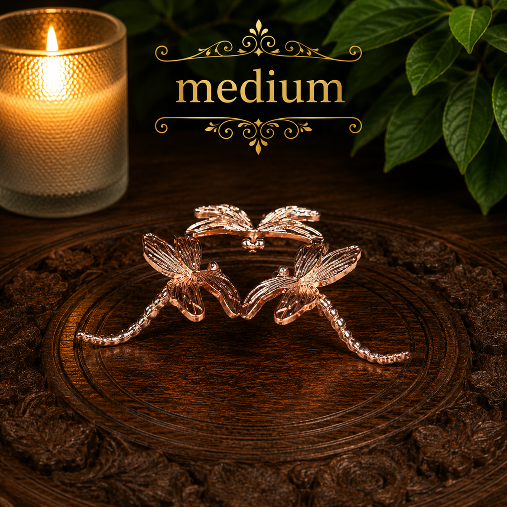 Medium Rose Gold Dragonfly Metal Sphere Stand