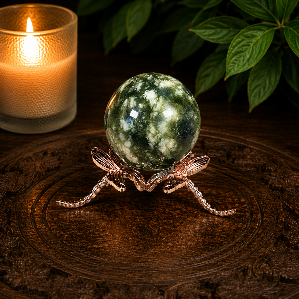 Medium Rose Gold Dragonfly Metal Sphere Stand