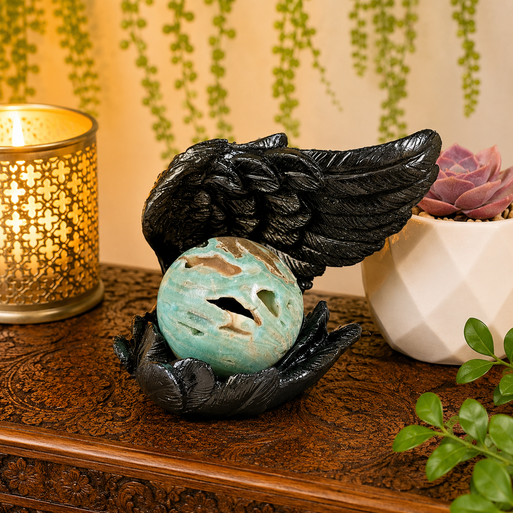 Black Open Wing Sphere Stand/Trinket Dish