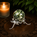 Medium Silver Dragonfly Metal Sphere Stand