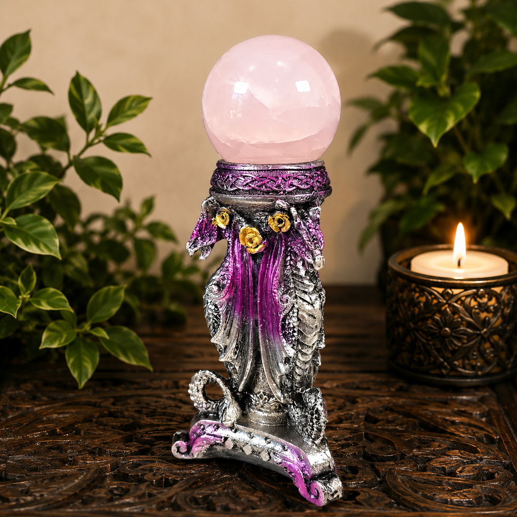 Magenta Triple Dragon Sphere Stand