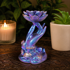 Purple/Blue Hand with Lotus Sphere Stand
