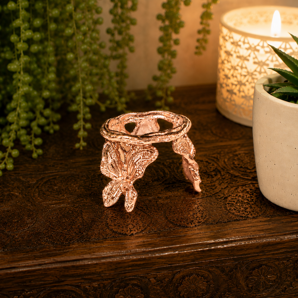 Rose Gold Butterfly Metal Sphere Stand
