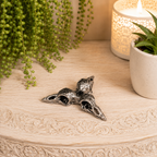 Silver Raven Skull Metal Sphere Stand