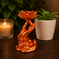 Metallic Orange Hand with Lotus Sphere Stand