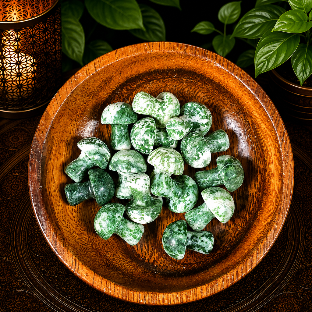 2cm Gemstone Mushroom - Green Spot Jasper
