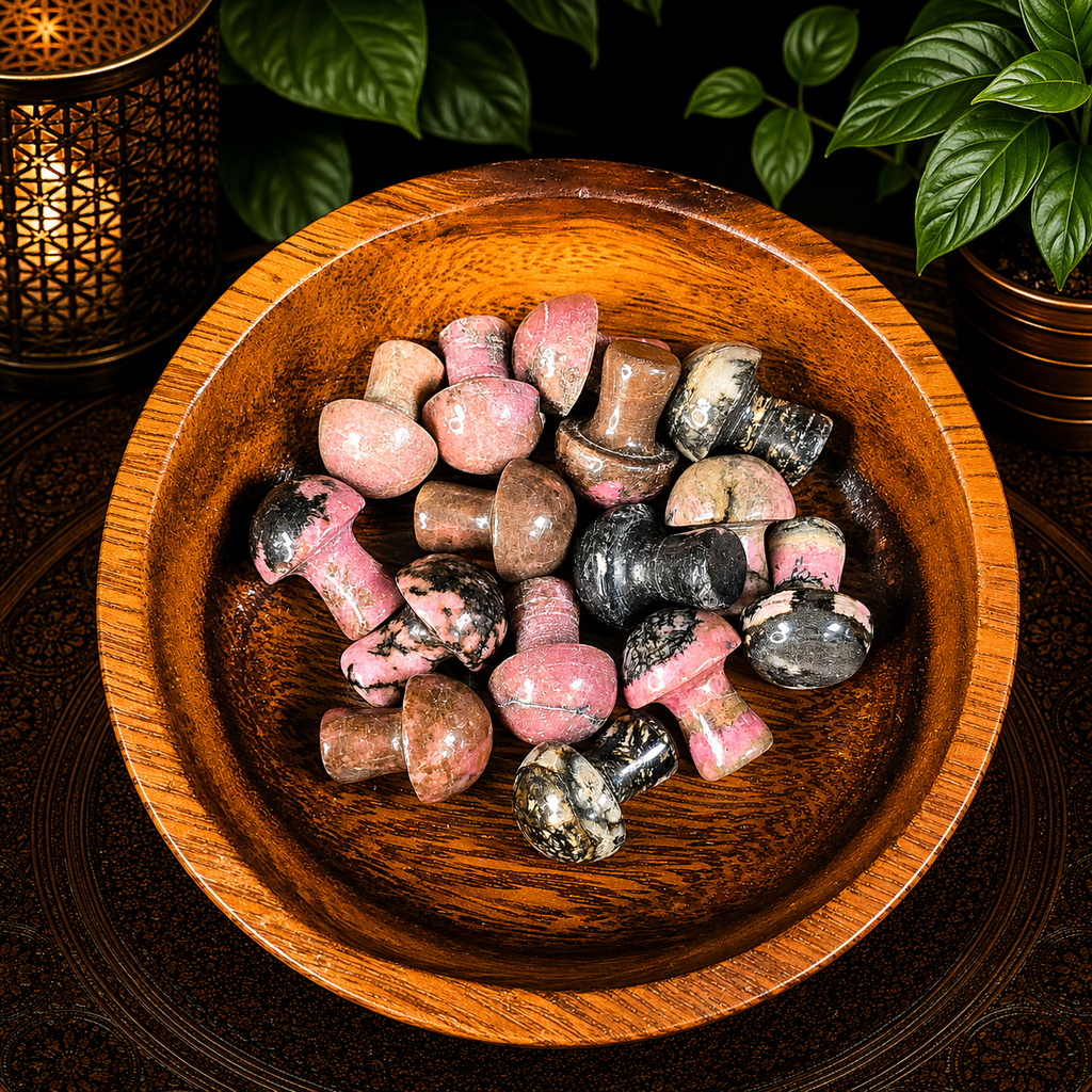 2cm Gemstone Mushroom - Rhodonite