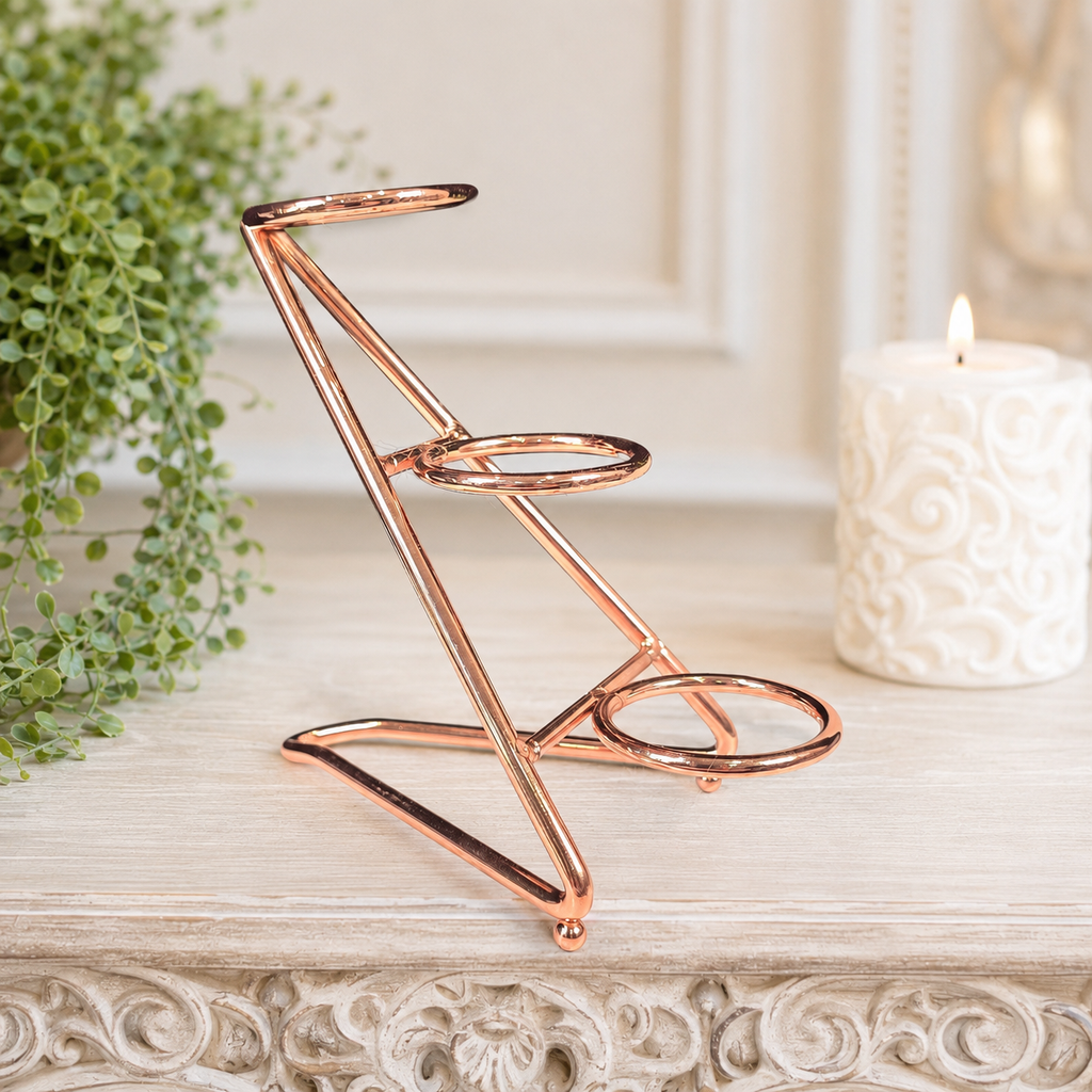 Rose Gold 3 Sphere Tiered Metal Stand