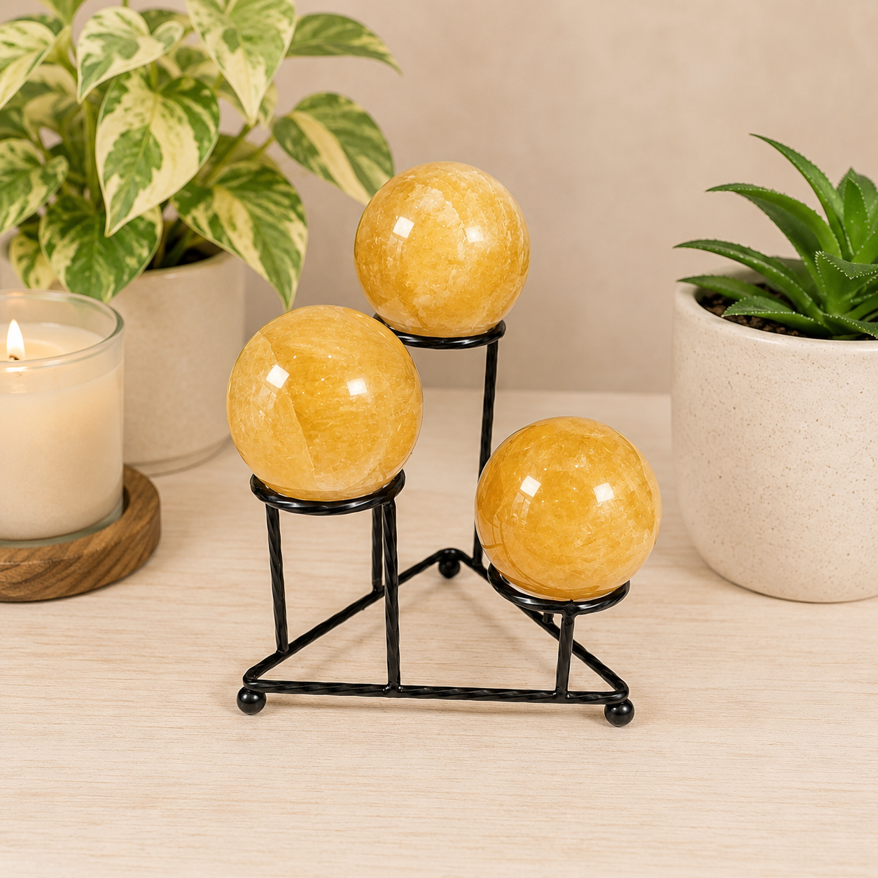 Black 3 Step Sphere Metal Stand