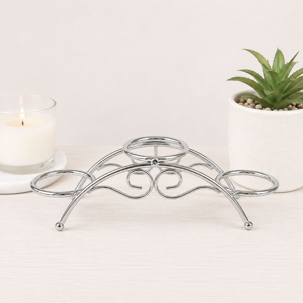 Silver 3 Sphere Arch Metal Stand