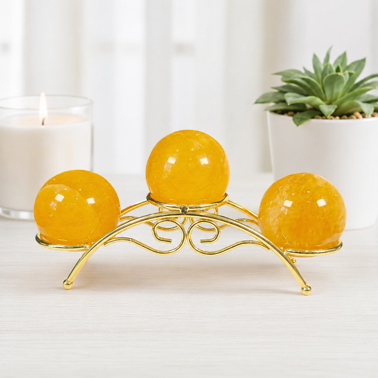 Gold 3 Sphere Arch Metal Stand