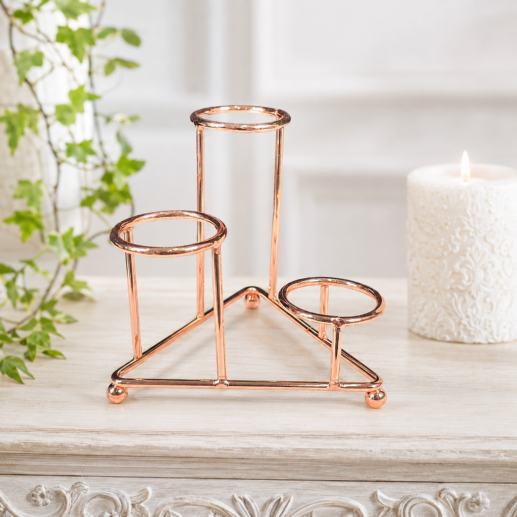 Rose Gold 3 Step Sphere Metal Stand