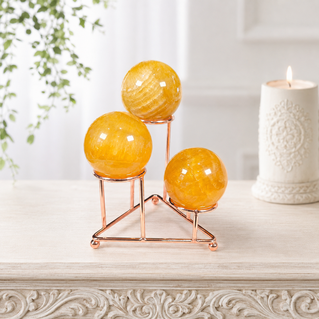 Rose Gold 3 Step Sphere Metal Stand