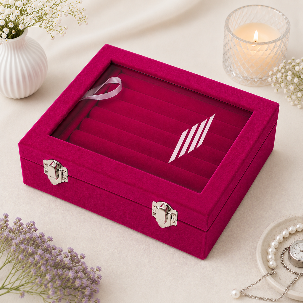 Hot Pink Velvet Ring Box