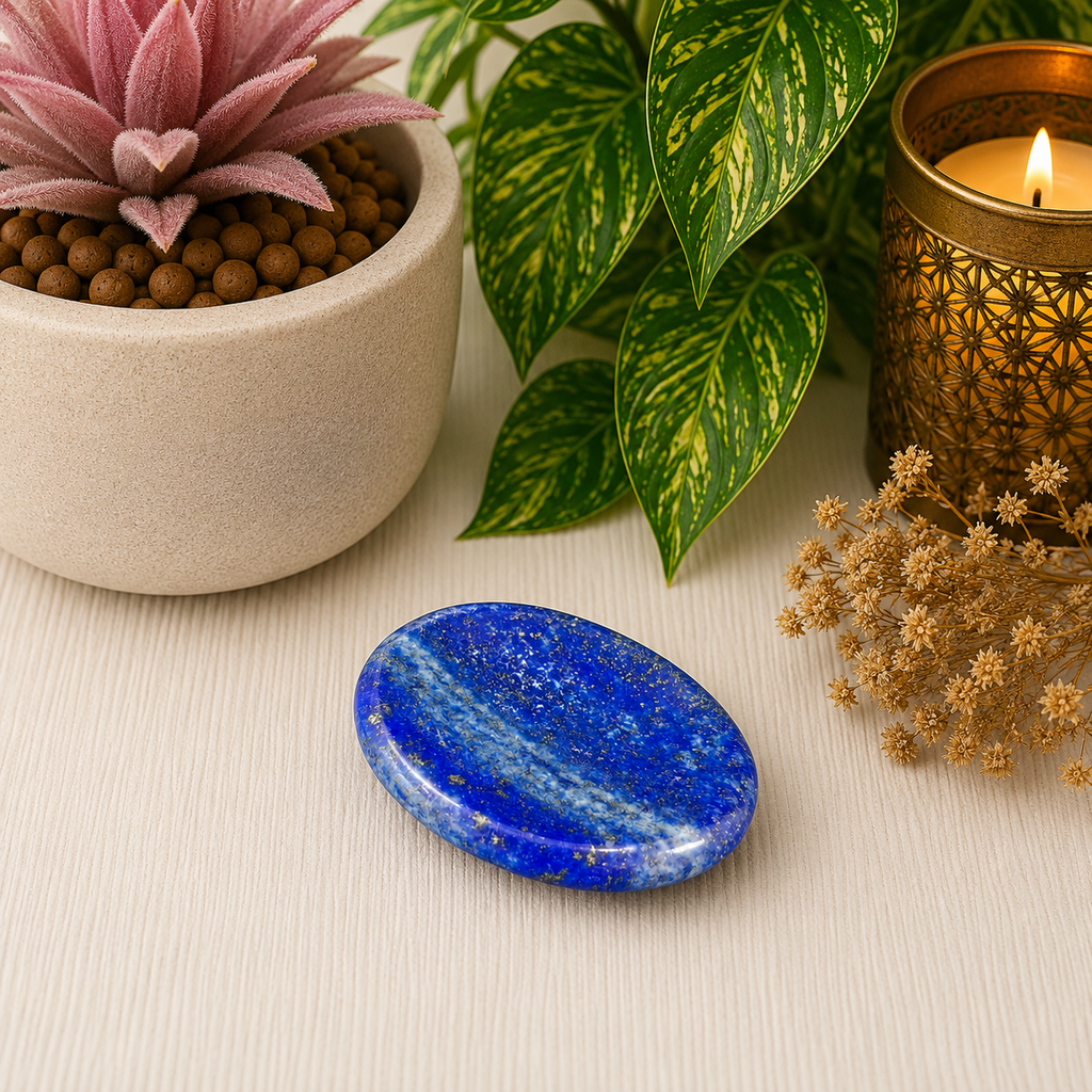 Lapis Lazuli Oval Shape Worry Stone (Thumb Stone)