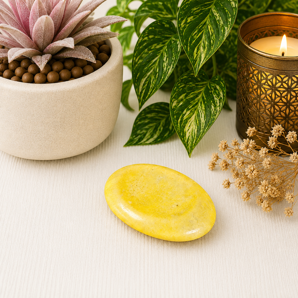 Yellow Jasper Oval Shape Worry Stone (Thumb Stone)
