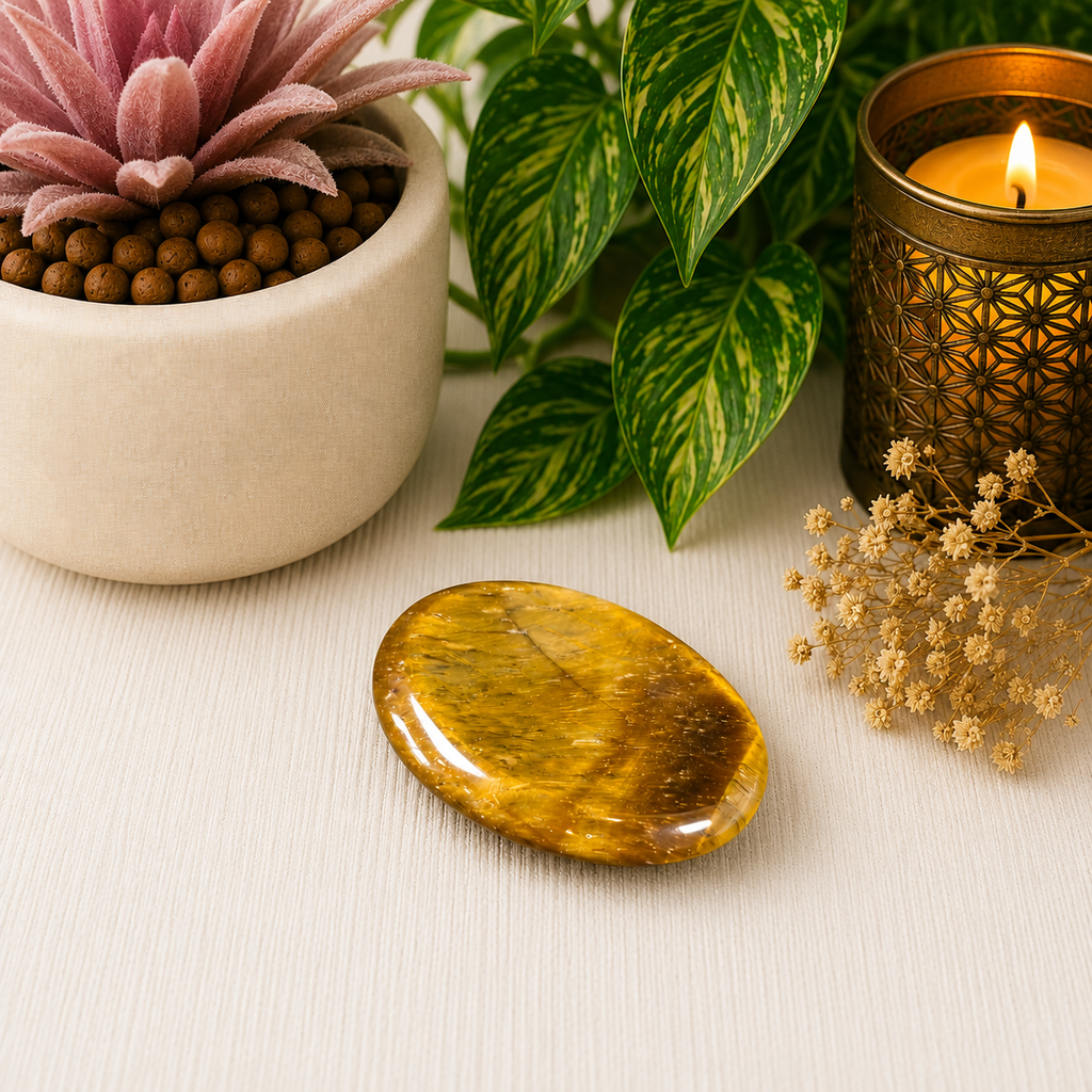 Tiger Eye Oval Shape Worry Stone (Thumb Stone)
