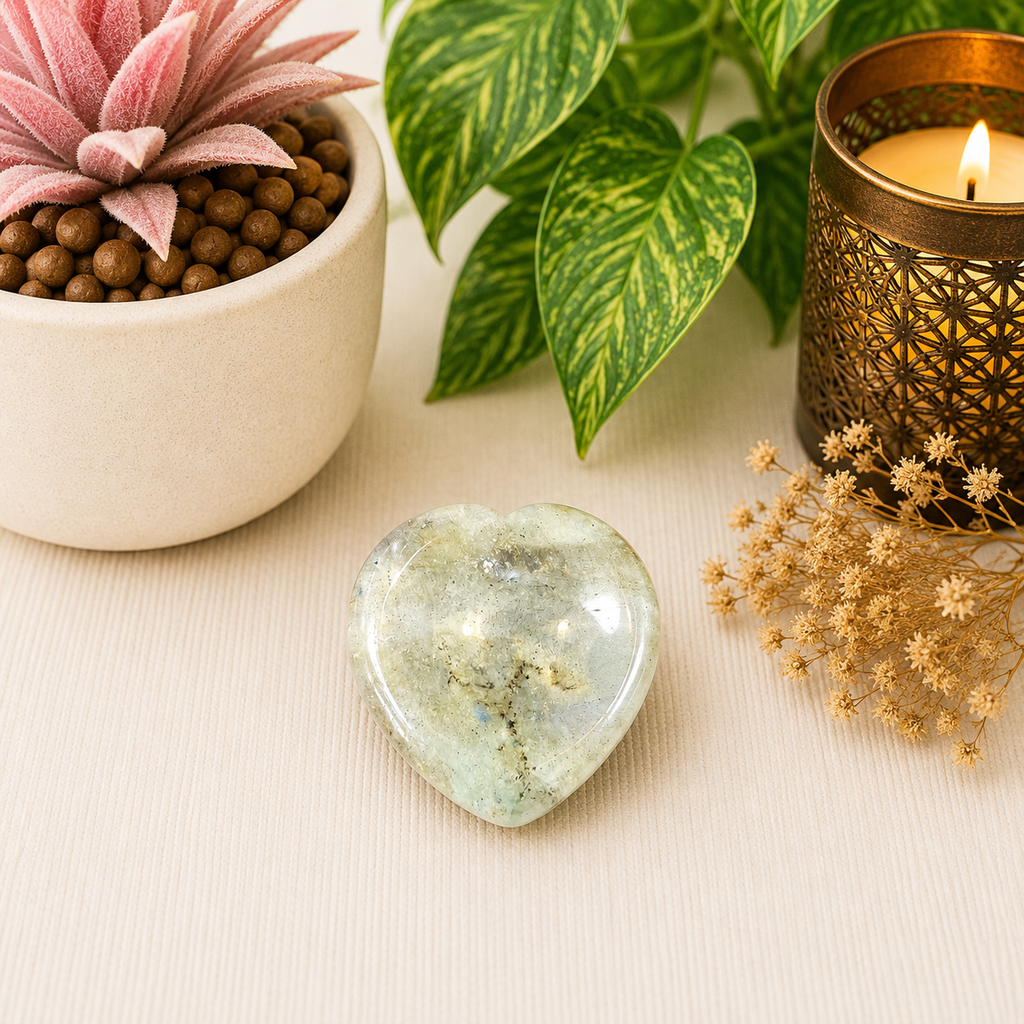 Labradorite Heart Shape Worry Stone (Thumb Stone)