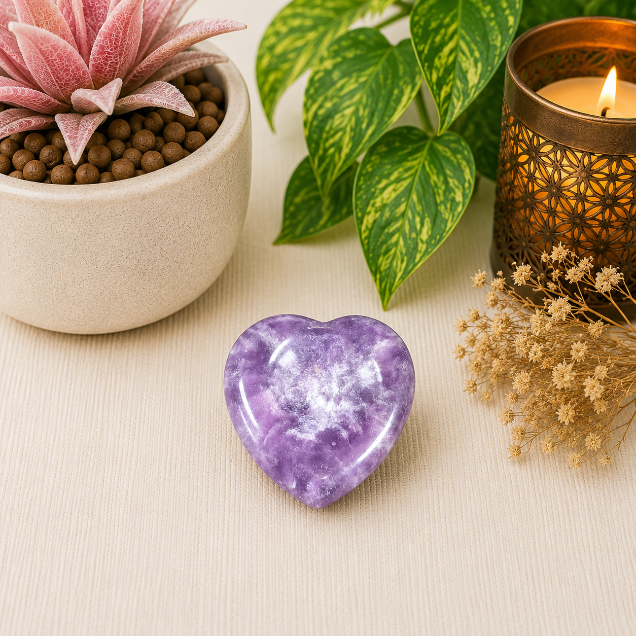 Lepidolite Heart Shape Worry Stone (Thumb Stone)