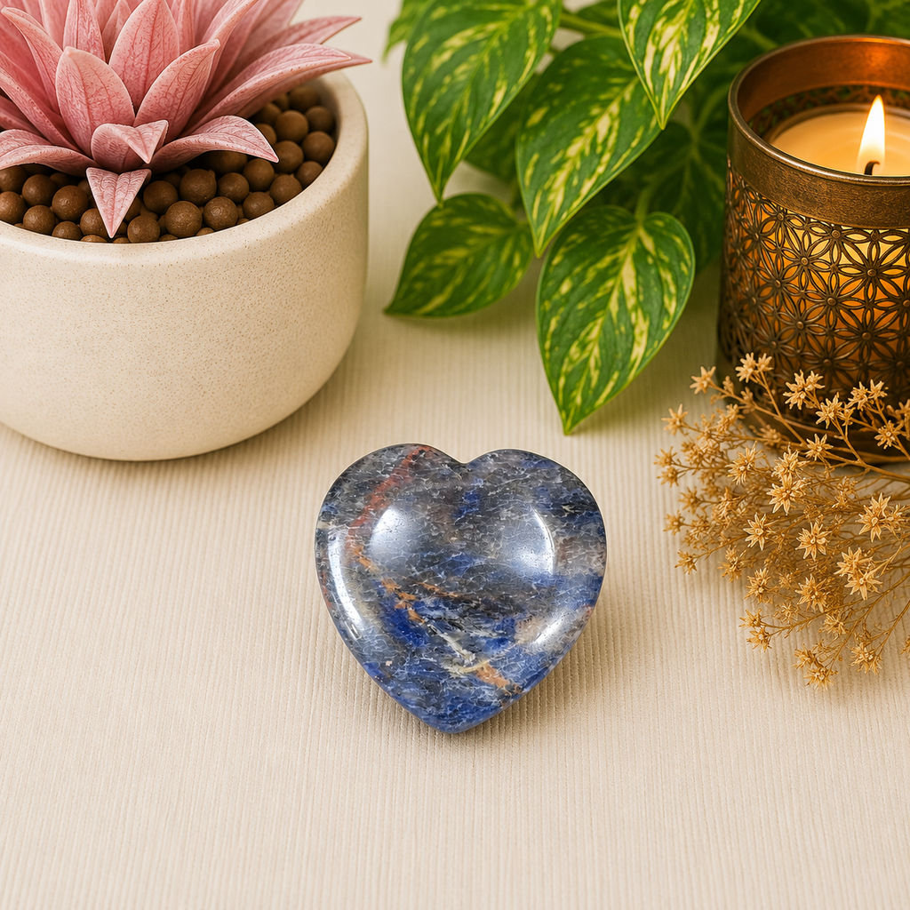 Sodalite Heart Shape Worry Stone (Thumb Stone)