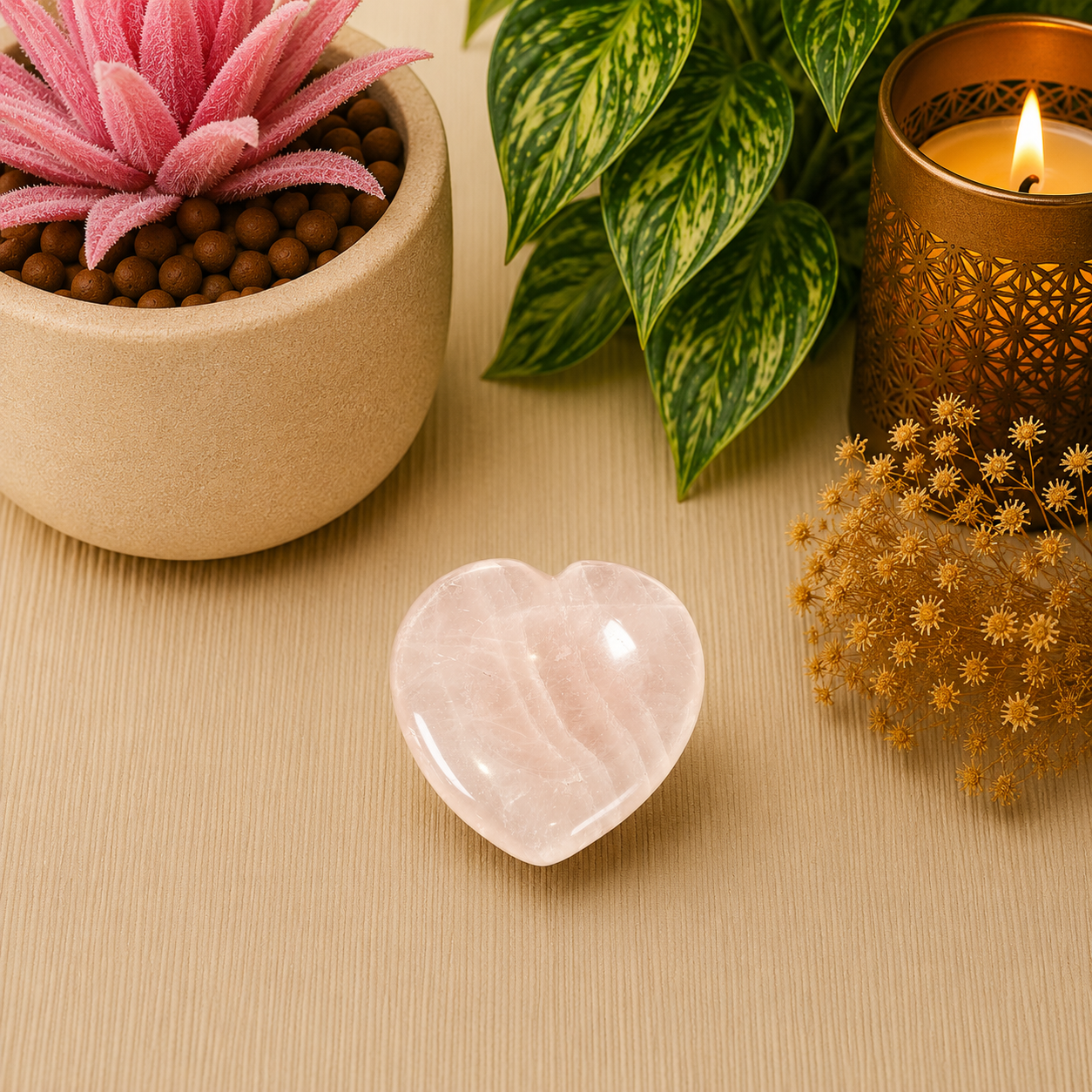 Rose Quartz Heart Shape Worry Stone (Thumb Stone)