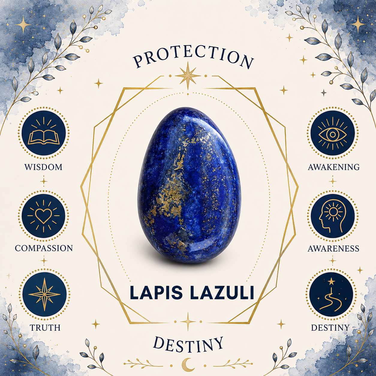 Lapis Lazuli Oval Shape Worry Stone (Thumb Stone)