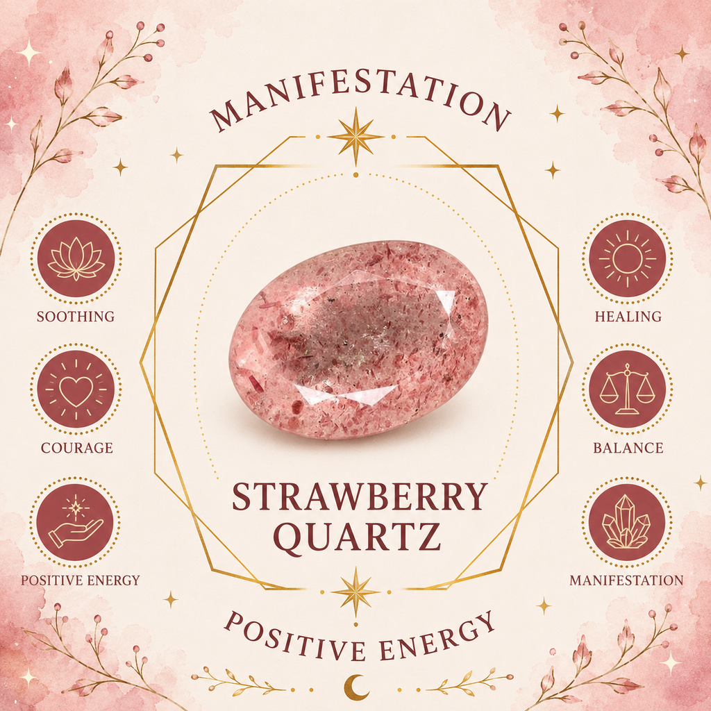 Strawberry Quartz Oval Shape Worry Stone (Thumb Stone)