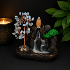 Aquamarine Chip Waterfall Backflow Incense Burner & 20 Cones