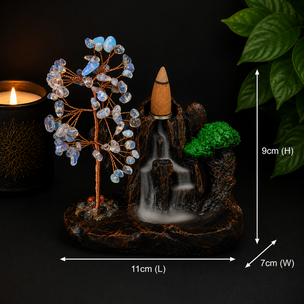 Opalite Chip Waterfall Backflow Incense Burner & 20 Cones