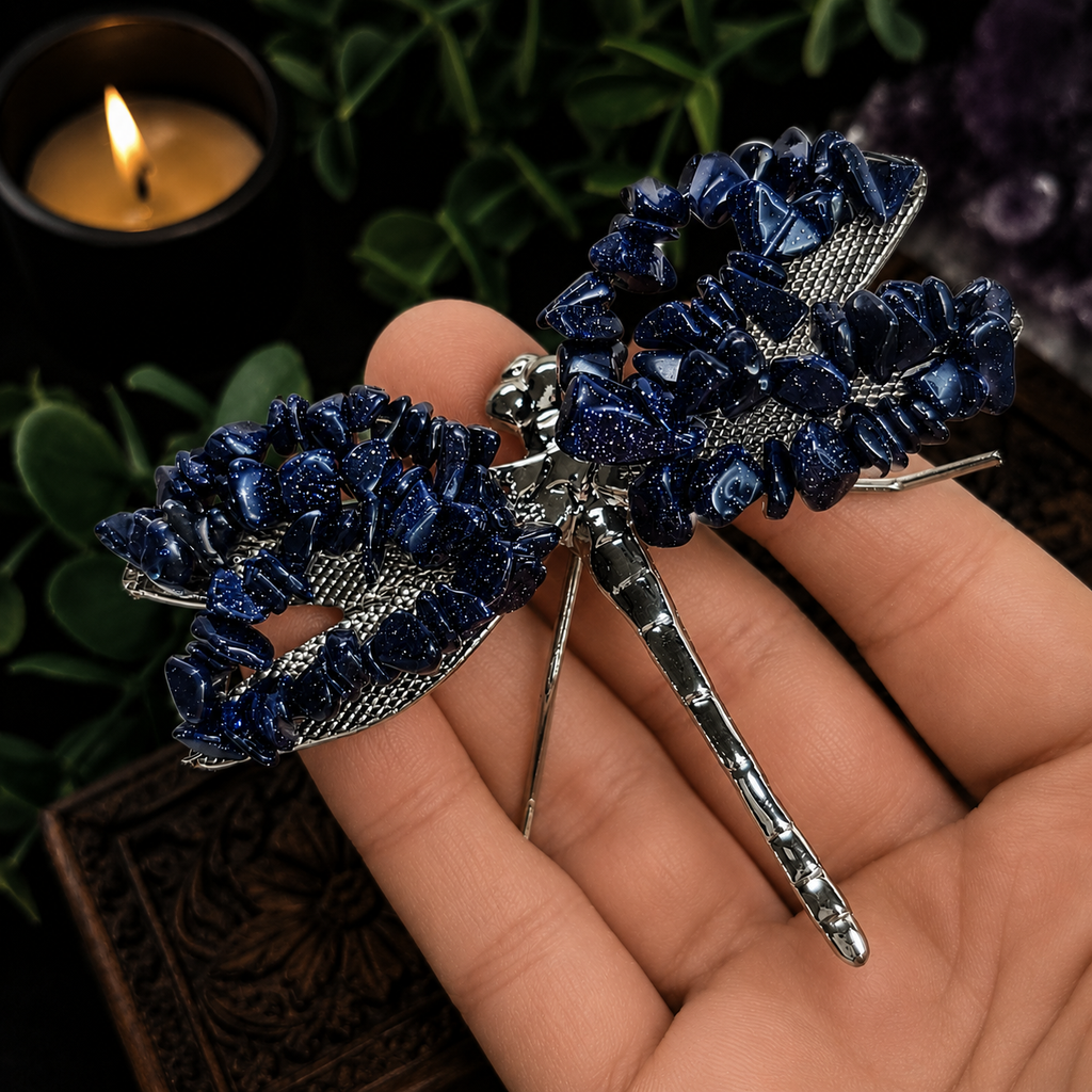 Gemstone Dragonfly - Blue Goldstone