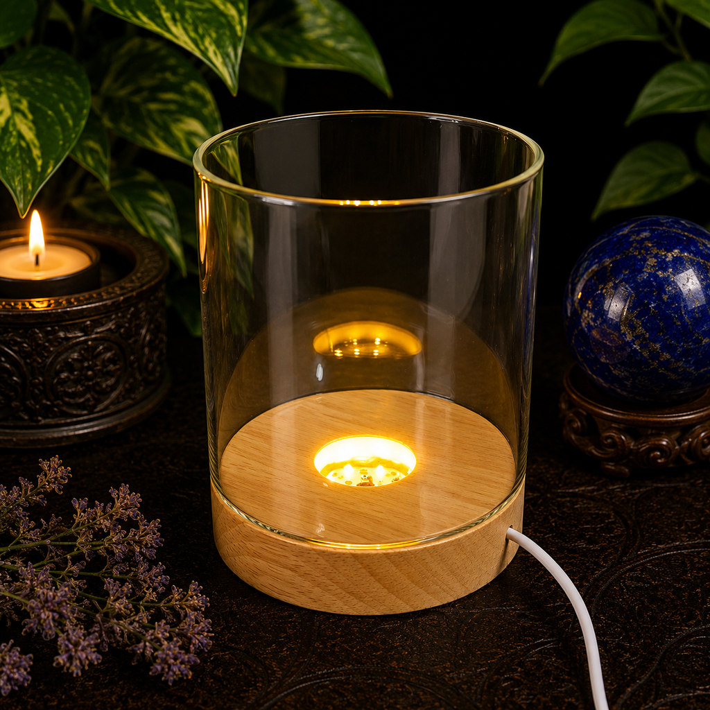 WARM Light 10cm LED USB Sphere Stand with Glass Holder