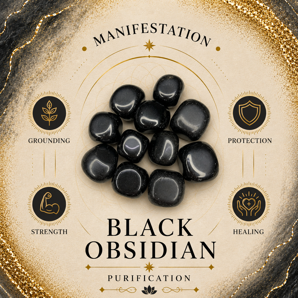 2cm Gemstone Mushroom - Obsidian