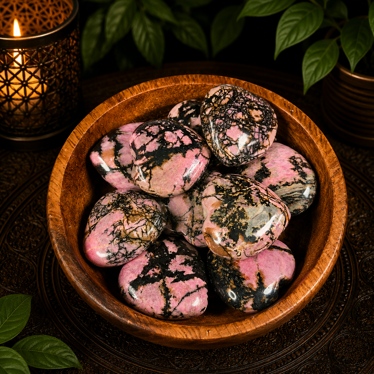 3cm Gemstone Heart - Rhodonite