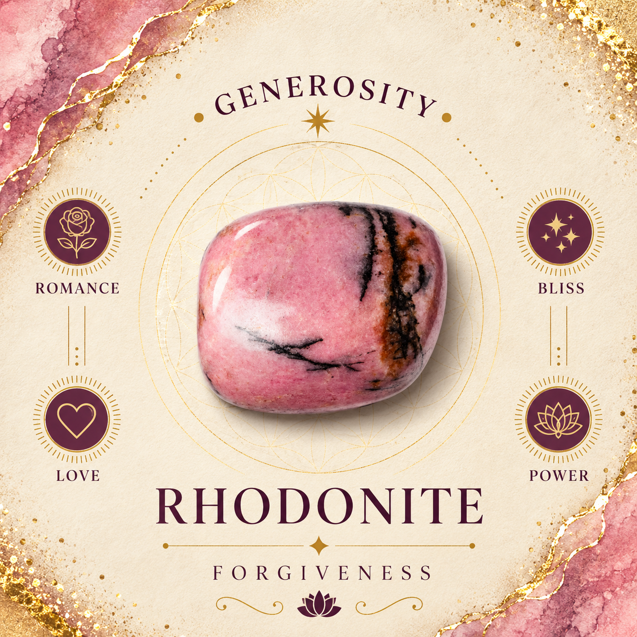 3cm Gemstone Heart - Rhodonite