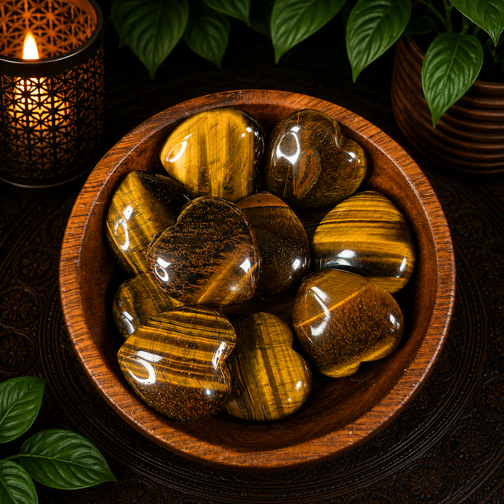 3cm Gemstone Heart - Tiger Eye