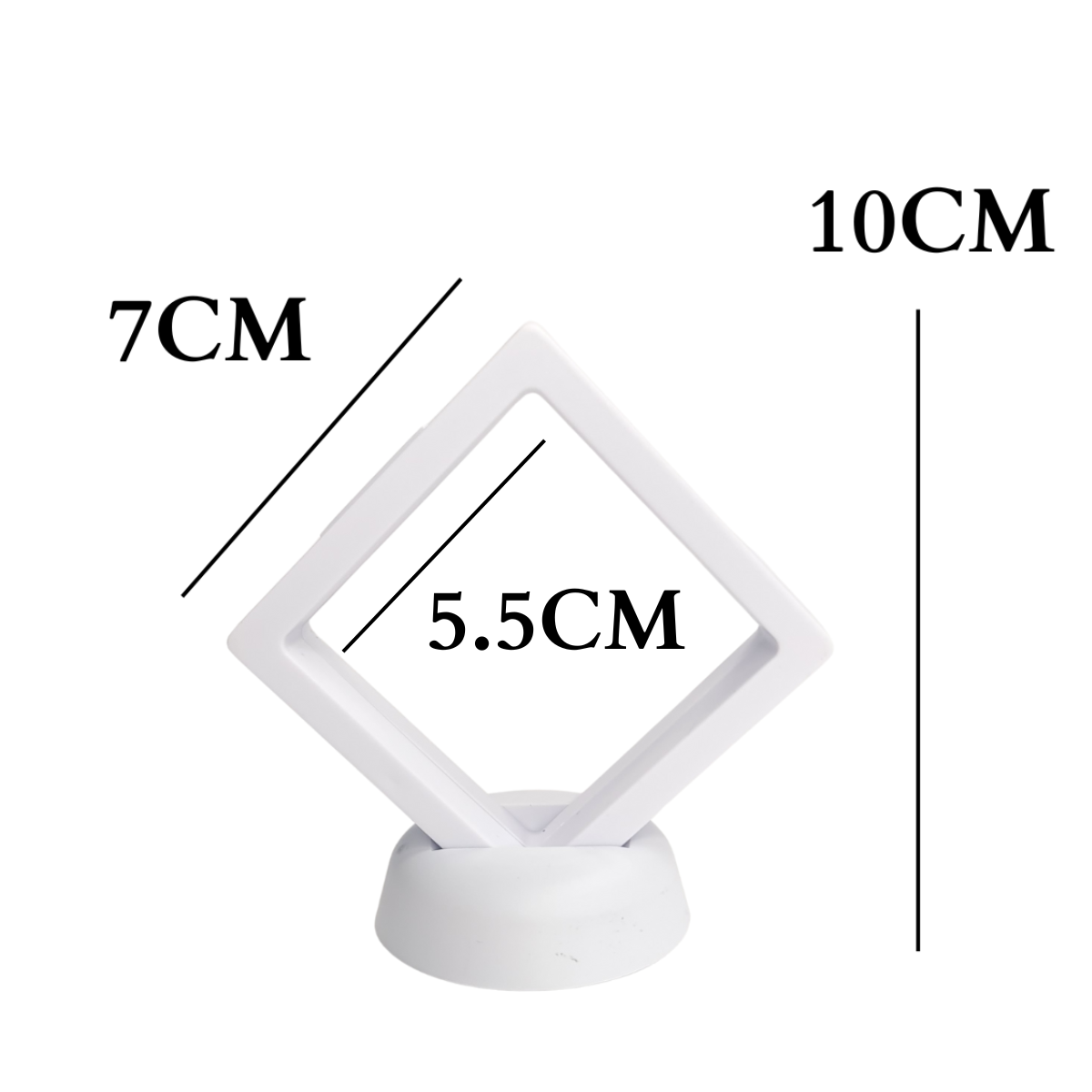 7cm Small Square Floating Display Stand - White