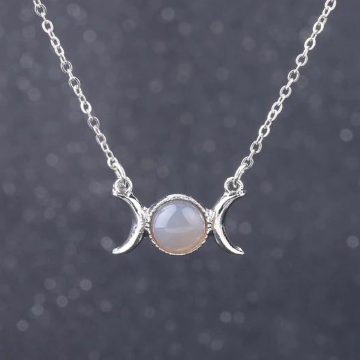 Triple Moon Goddess Necklace - Agate