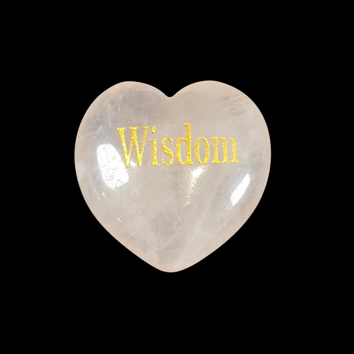 3cm Rose Quartz Heart with Affirmation - Wisdom