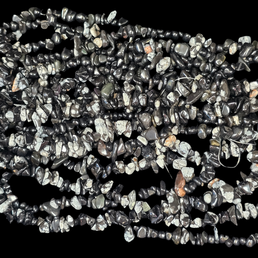Snowflake Obsidian 75cm-80cm Chips Strand