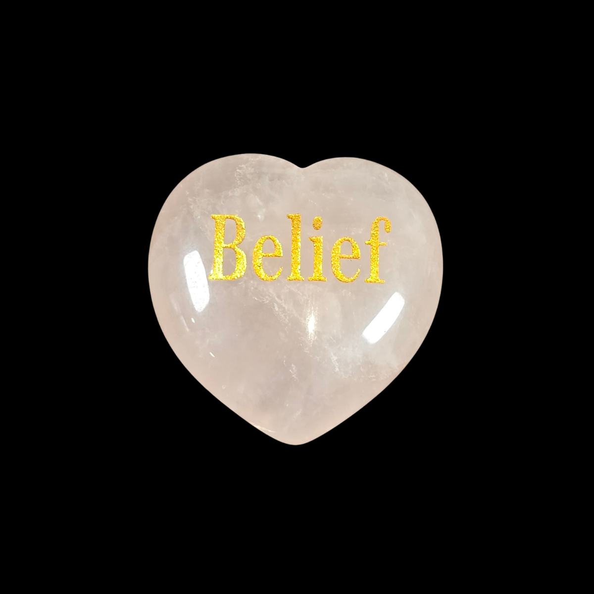 3cm Rose Quartz Heart with Affirmation - Belief