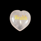 3cm Rose Quartz Heart with Affirmation - Wealth